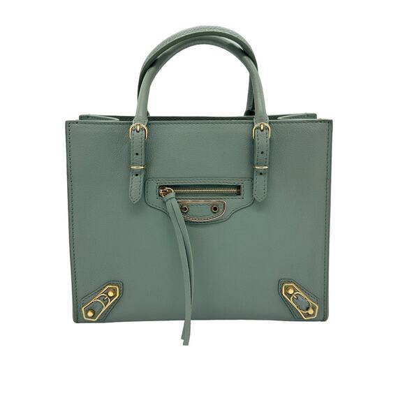 Balenciaga‎ Light Green Leather Mini Papier A4 Tote*VERY GOOD Con! Cross Body - Picture 1 of 16